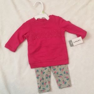 Carter's Baby Girl Sweater and Floral Leggings Set